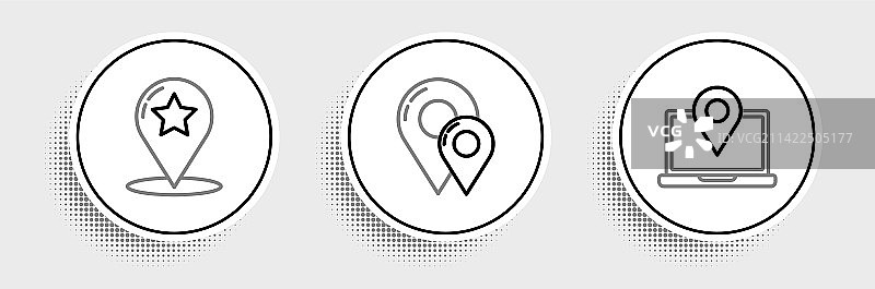 带定位标记地图指针的笔记本电脑图片素材