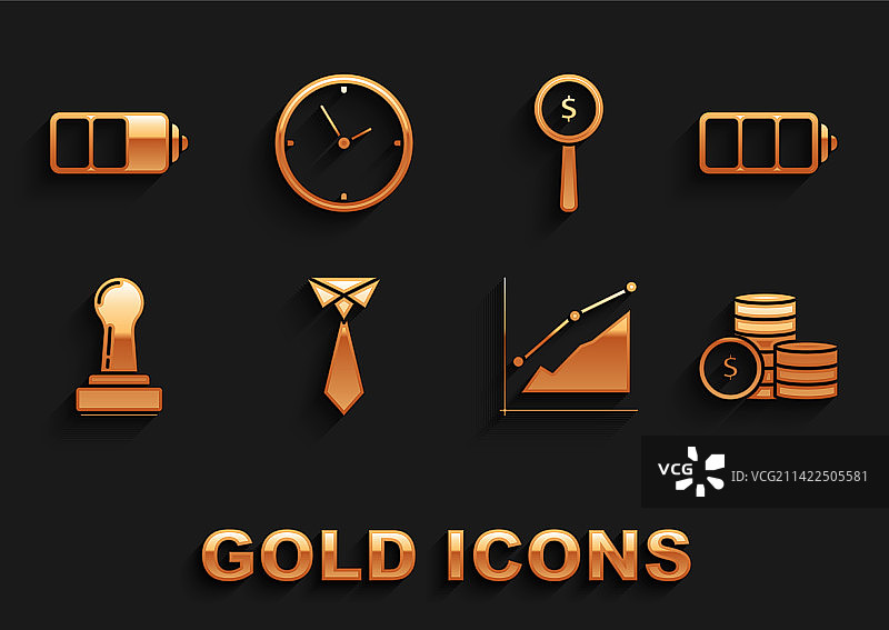 领带电池电量指示器硬币套装图片素材