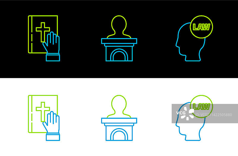 头部、法律誓言与圣经线条icon图片素材