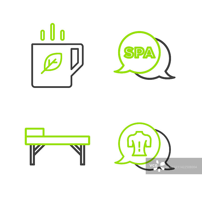 按摩台水疗沙龙茶杯线条组合图片素材