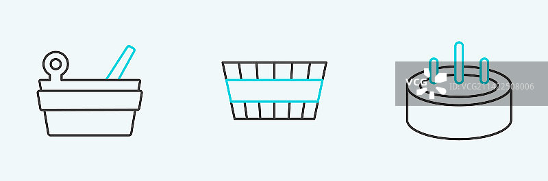 带梯子的游泳池桑拿桶线条图片素材