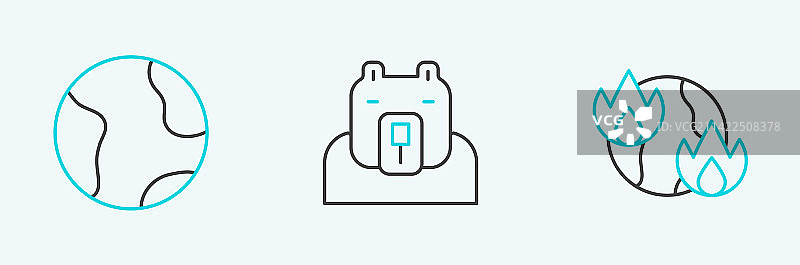 全球变暖地球火焰线条图片素材