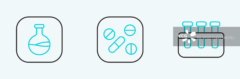 试管烧瓶药丸线条设计图片素材