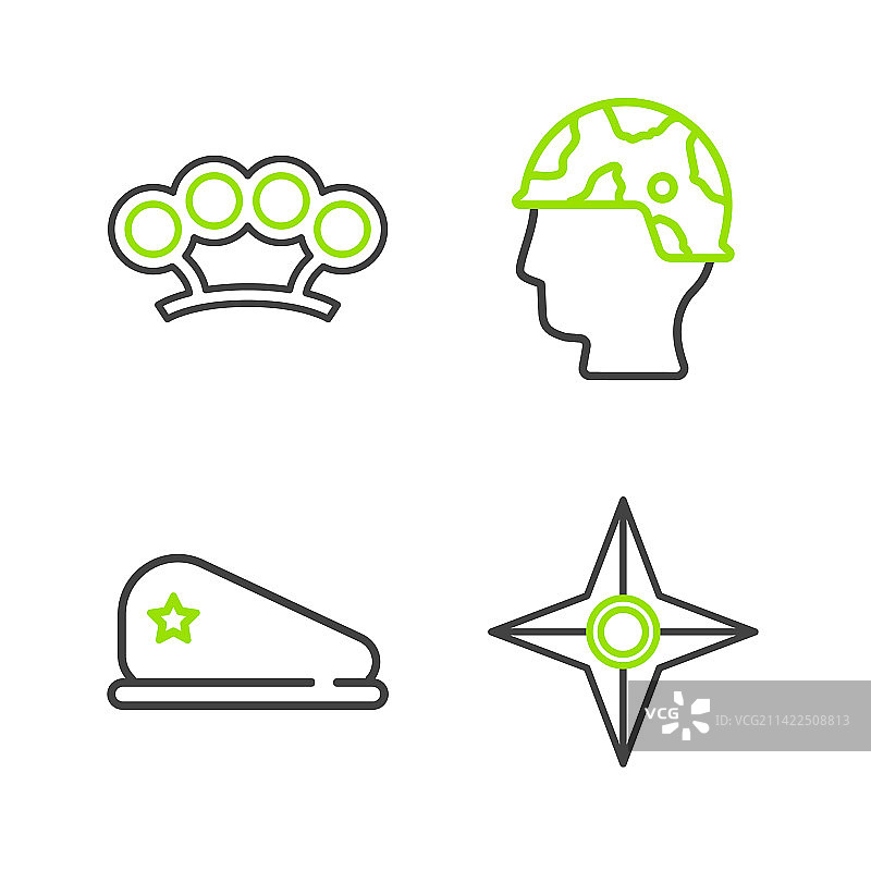 日式忍者手里剑军用贝雷帽组合图片素材