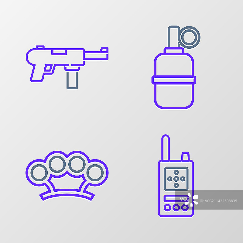 对讲机、指节铜套等线性图标图片素材