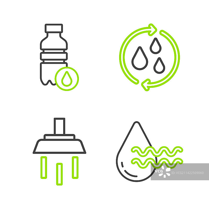 回收清洁水淋浴和瓶子图片素材