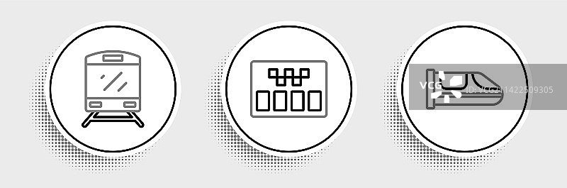 高速列车、火车和计价器图标图片素材