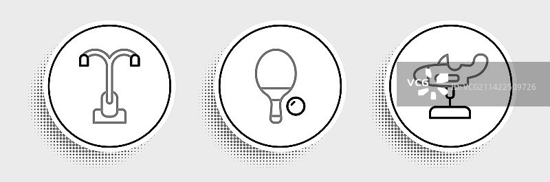 秋千平面街灯和球拍线条图片素材