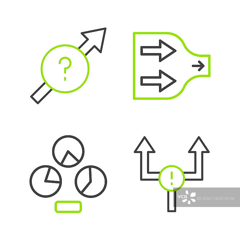 线条箭头饼图信息图和图标图片素材