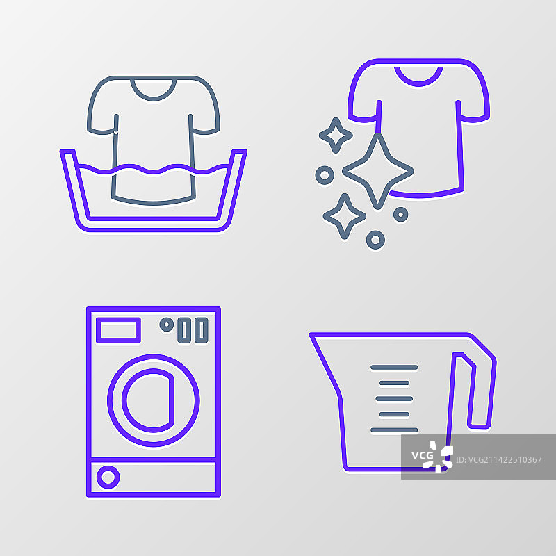 量杯洗衣晾衣线稿图片素材