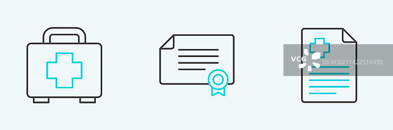 病历、急救箱线条图标图片素材