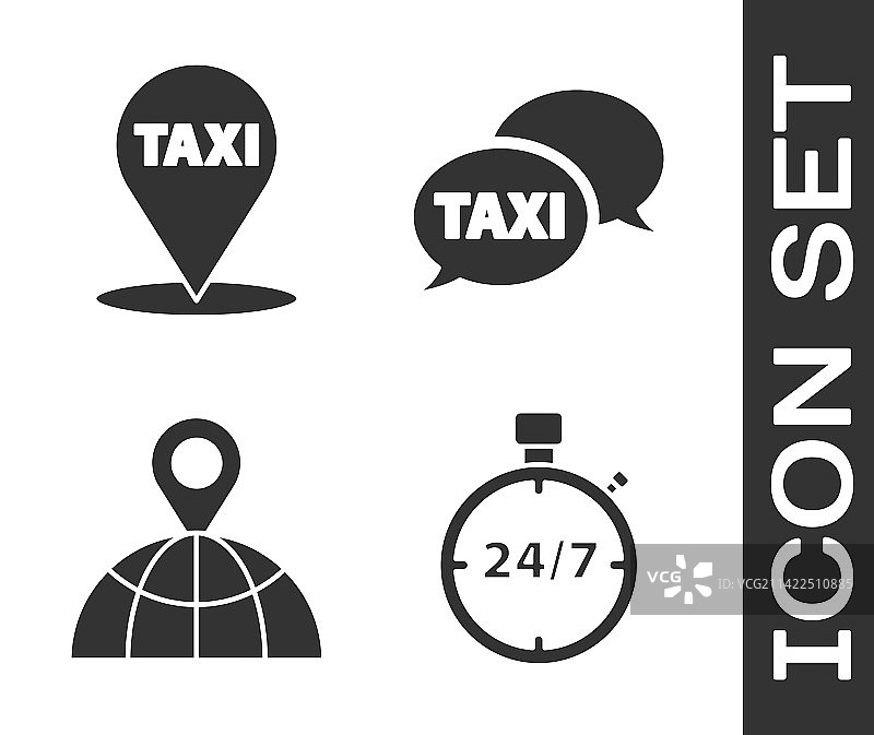 秒表、24小时地图指针和出租车素材图片素材