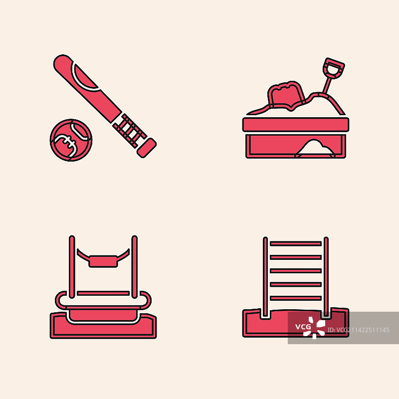 瑞典墙、棒球棒、棒球和沙箱图片素材