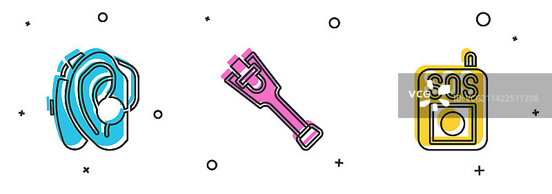 助听器、假肢、腿和SOS按钮套装图片素材