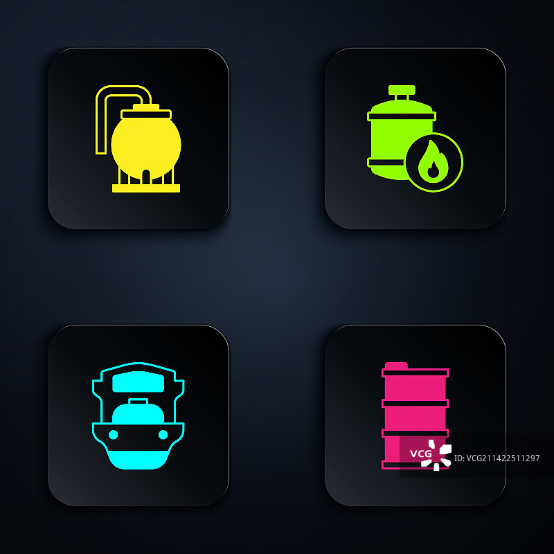 含油桶、油罐、储油罐和油轮的场景图片素材