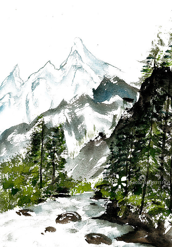 山间的激流图片素材