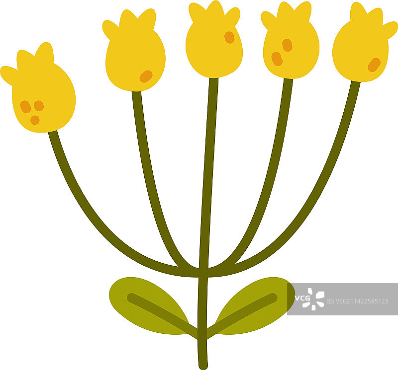 黄色小花树枝叶子可爱素材图片素材