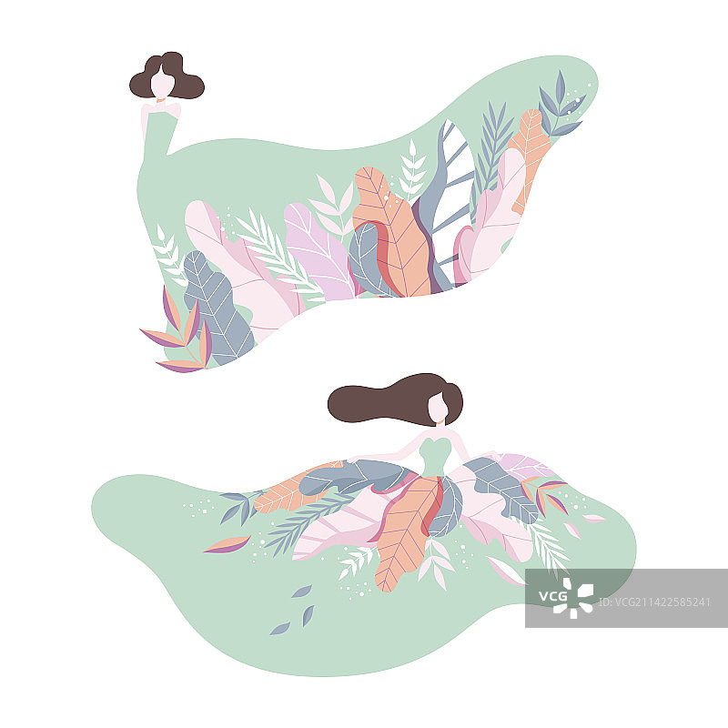 穿着繁花连衣裙的年轻女人图片素材