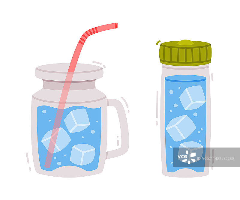 带有纯净液体的可重复使用水瓶图片素材