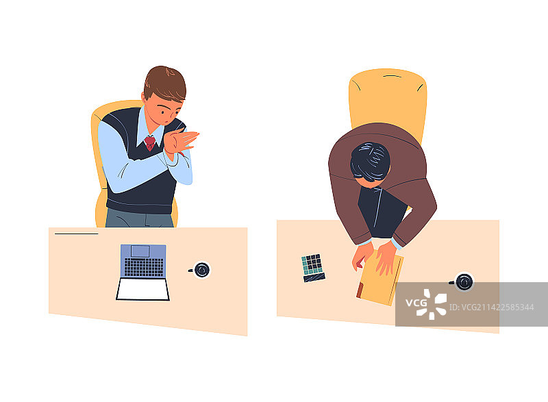 在工作场所坐在桌旁的办公室男职员图片素材