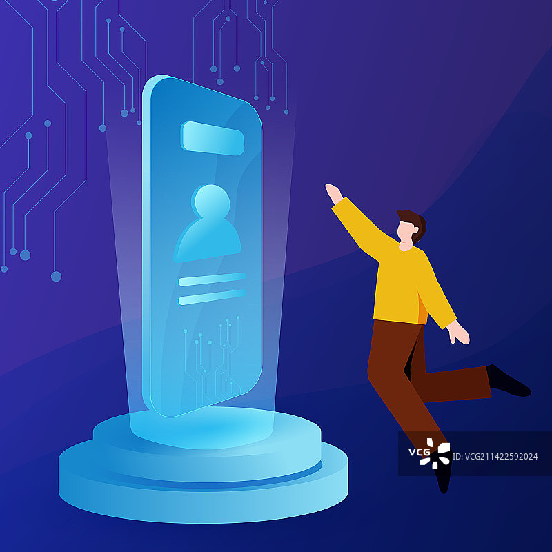 互联网大数据科技感扁平插画图片素材