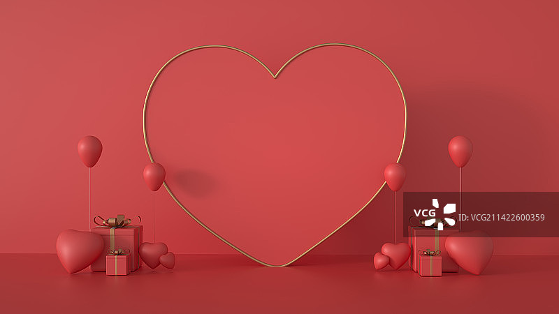 3D渲染爱心场景图图片素材