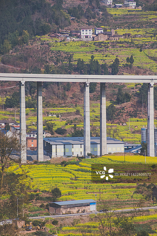 田野中的高速公路桥梁图片素材