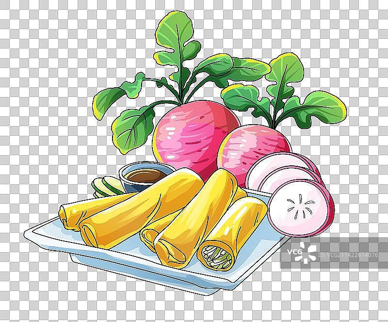 立春春卷萝卜插画元素图片素材