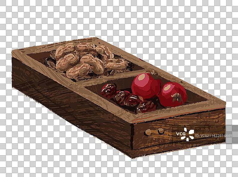 木盒里装花生小番茄圣女果红枣图片素材