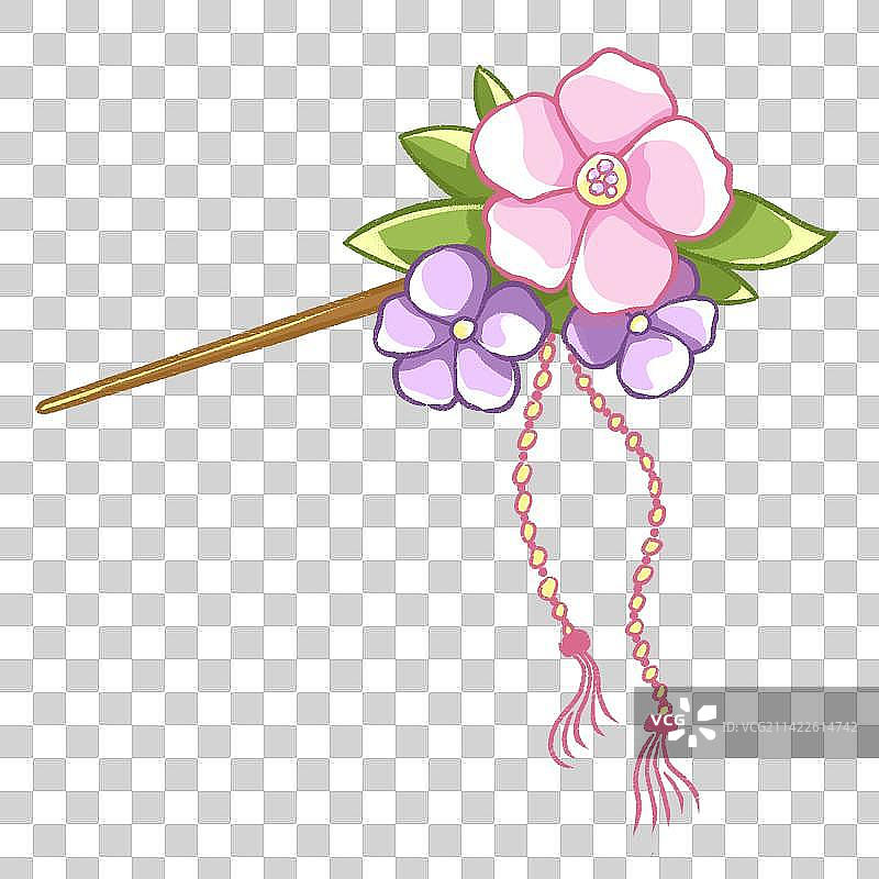 春季雨水、惊蛰、春分节气花朵发簪饰品元素图片素材