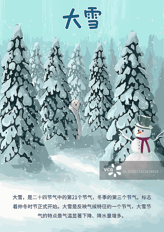冬天雪景大雪节气海报雪人图片素材