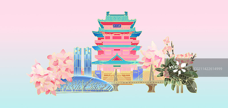 南昌城市插画图片素材