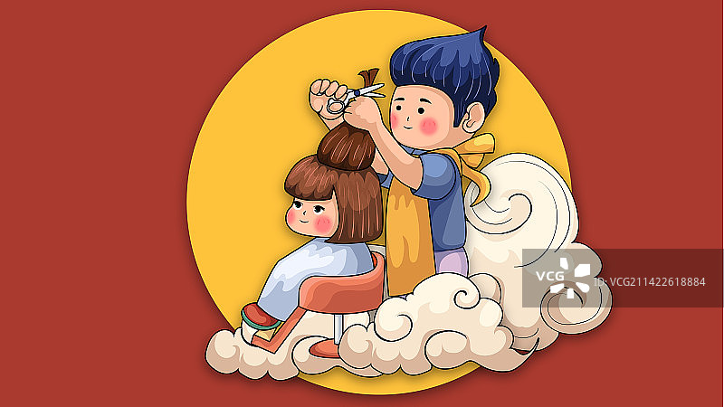 二月二龙抬头剪发理发春节图片素材