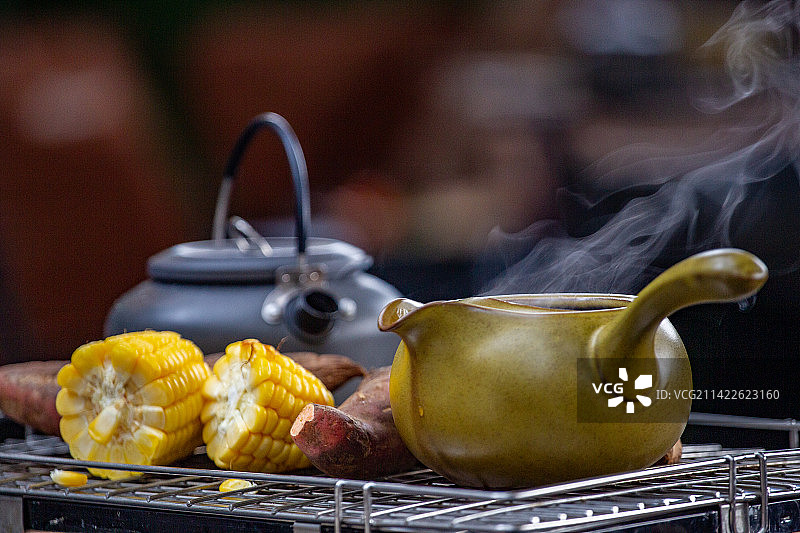 四川省绵阳市罐罐茶，休闲，围炉煮茶图片素材