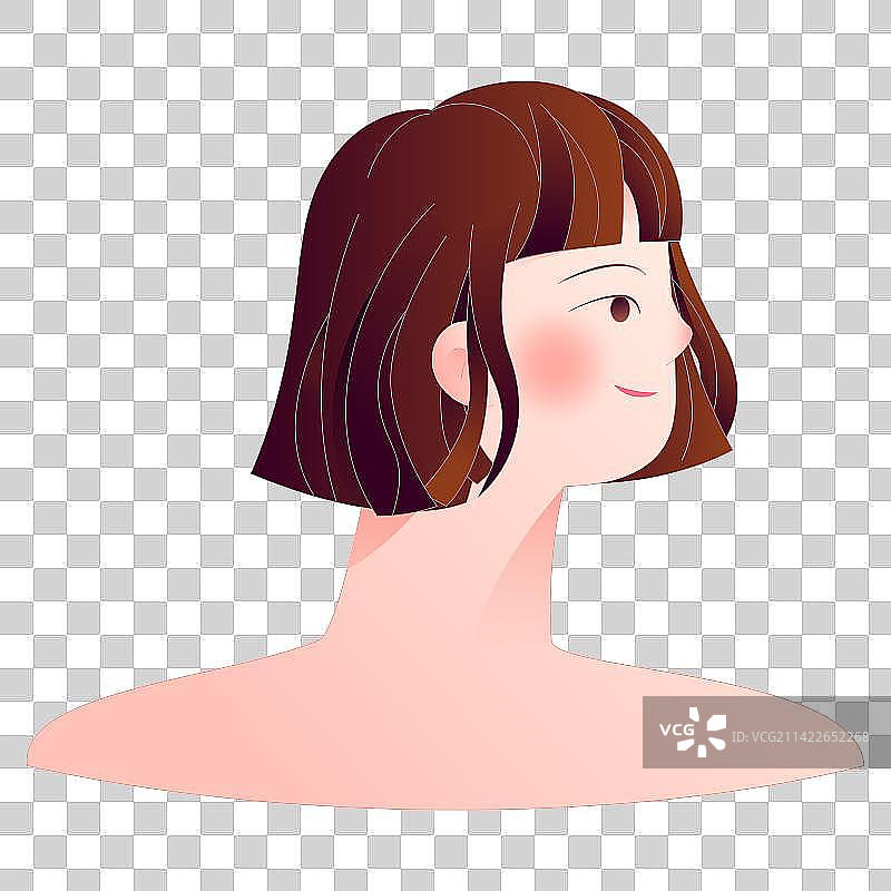 美丽的年轻女性侧面肖像画矢量渐变插画元素图片素材