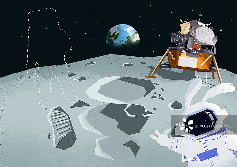 儿童插画月球旅行图片素材