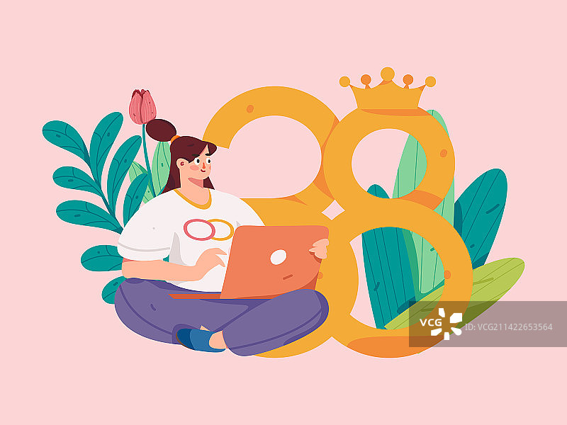 3.12国际妇女节职业女性扁平人物矢量概念运营手绘插画图片素材