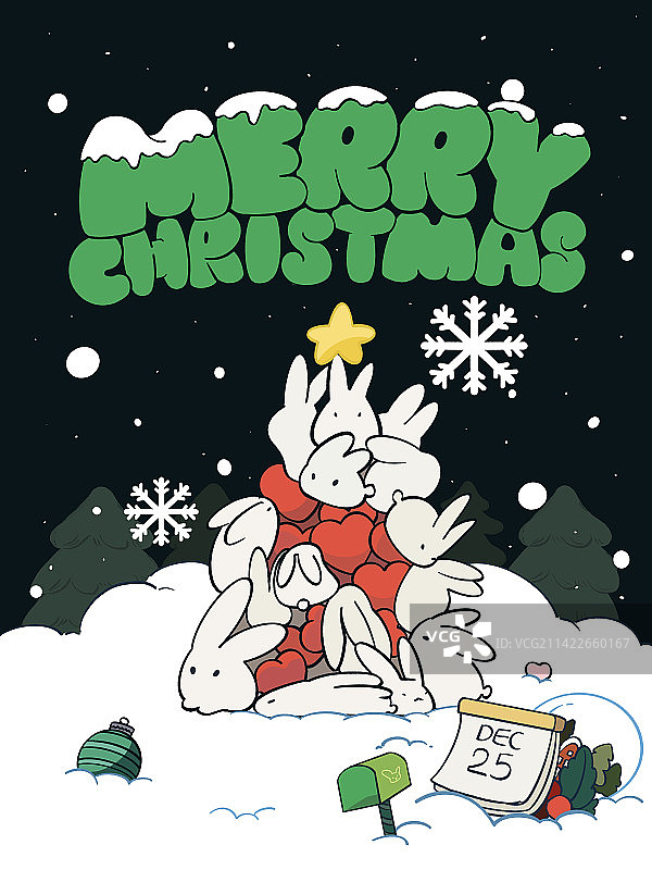 圣诞节与爱心兔子图片素材