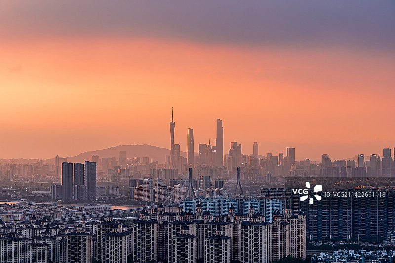 广州番禺大桥日落黄昏风光图片素材