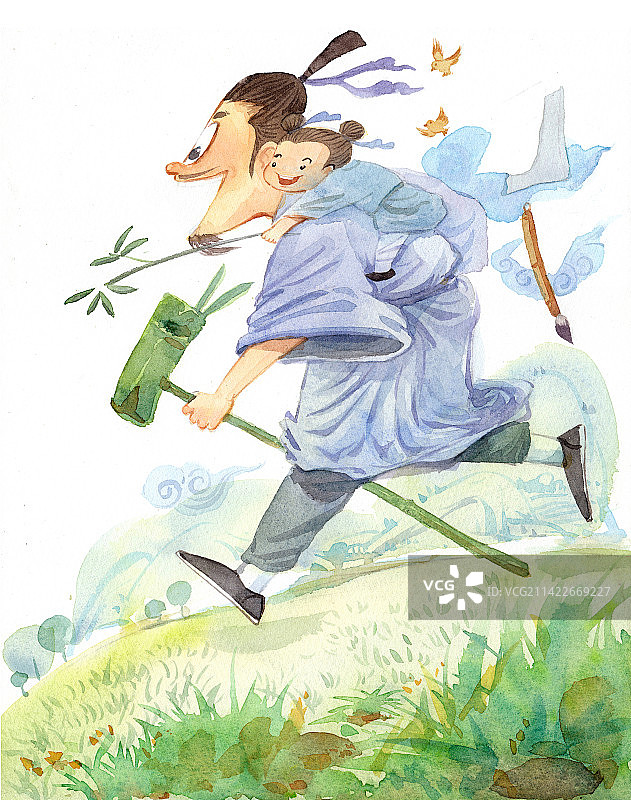 古代父子游戏图片素材