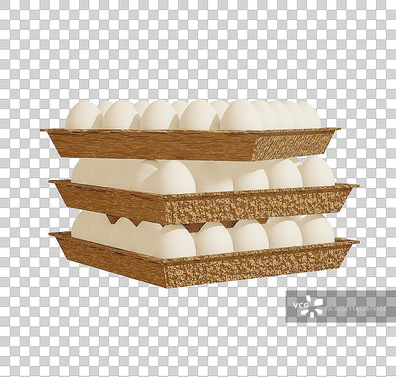 3D特写的白鸡蛋在纸盒中图片素材