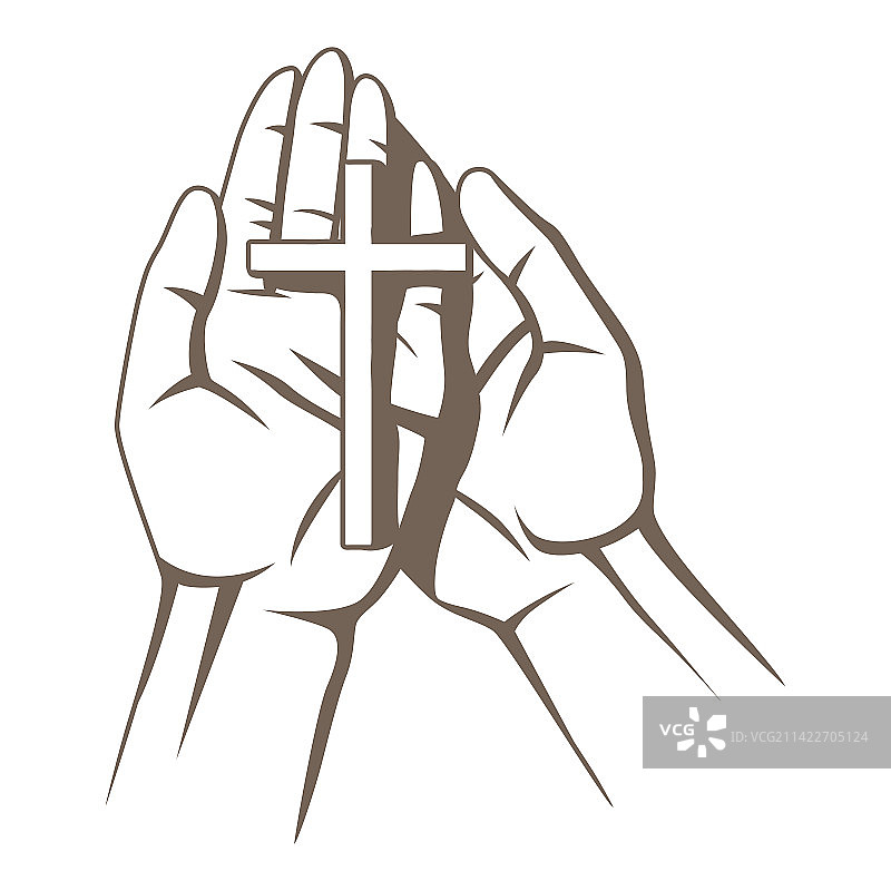 手持十字架的基督教徒图片素材