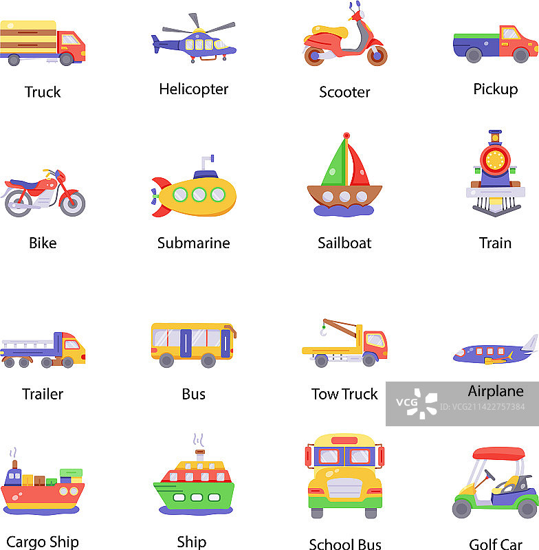 交通工具扁平图标素材图片素材