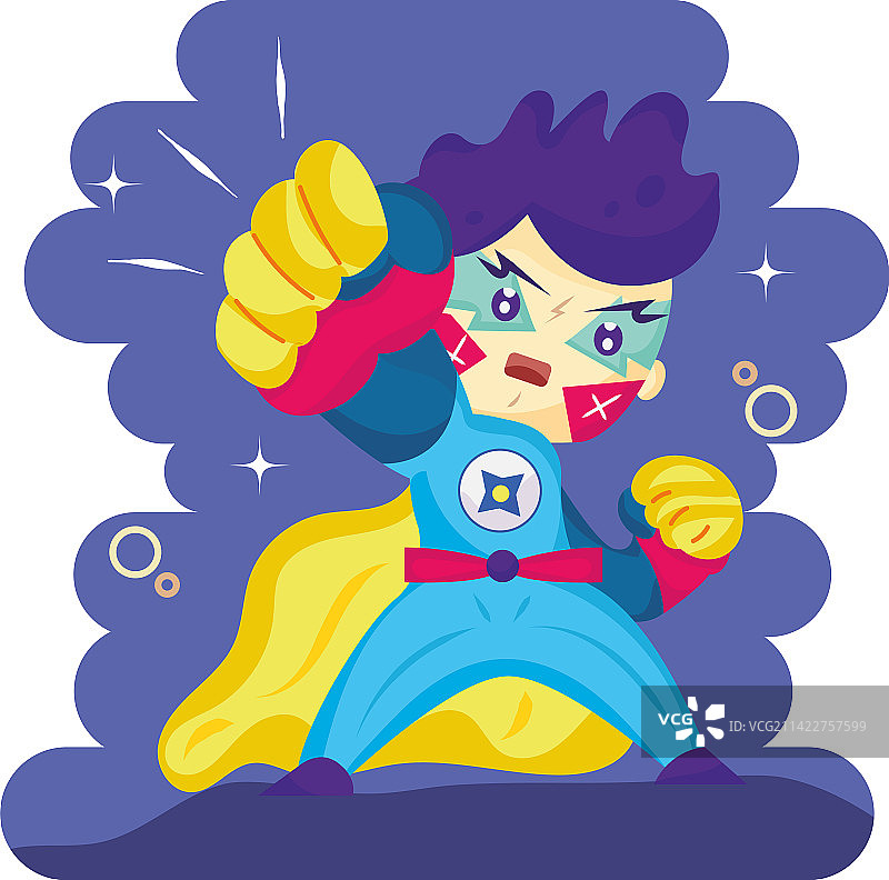 独立可爱的男性超级英雄卡通人物图片素材