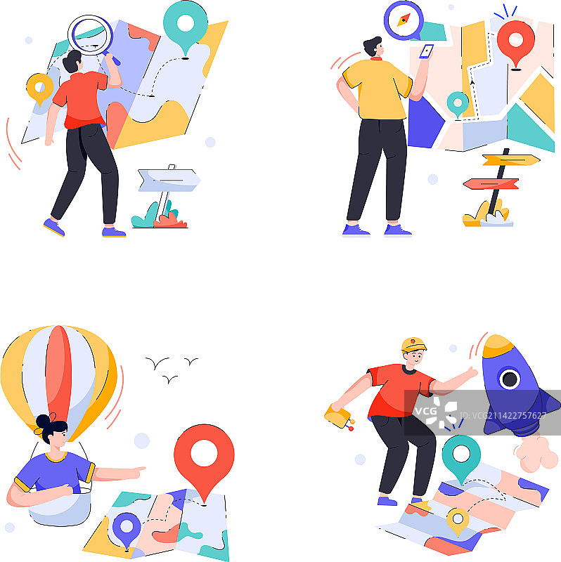位置跟踪扁平化图标合集图片素材