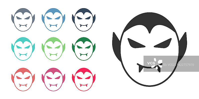 白色背景上的黑色吸血鬼图标图片素材