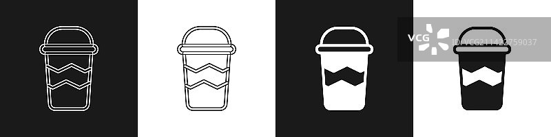 外带咖啡杯图标素材，黑色背景图片素材