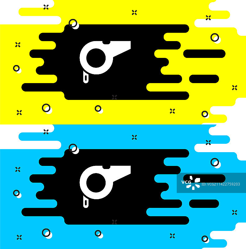 黑色背景上的白色口哨图标图片素材