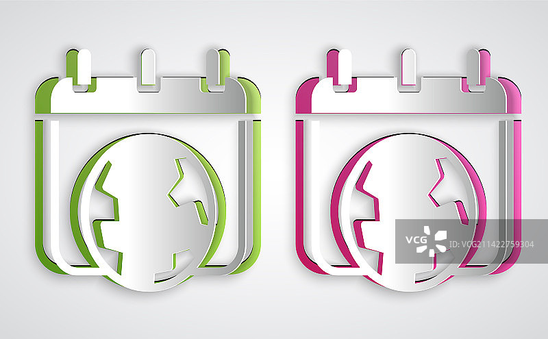 灰色背景上的剪纸世界地球日图标图片素材