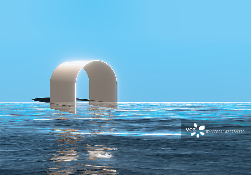 蓝色背景下的水特写镜头-蓝色背景下的红色光线-蓝色水面科技未来概念背景图图片素材